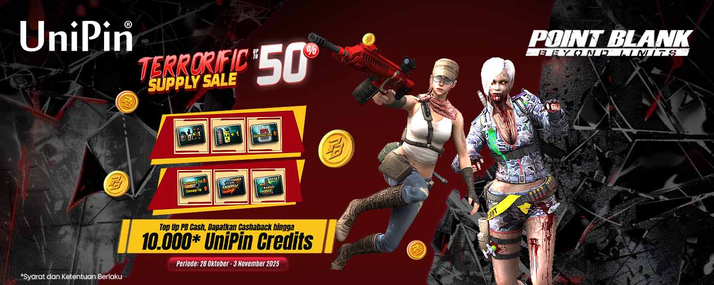 UniPin Terrorific Supply Sale: Dapatkan Diskon Hingga 50% dan Cashback UniPin Credits!